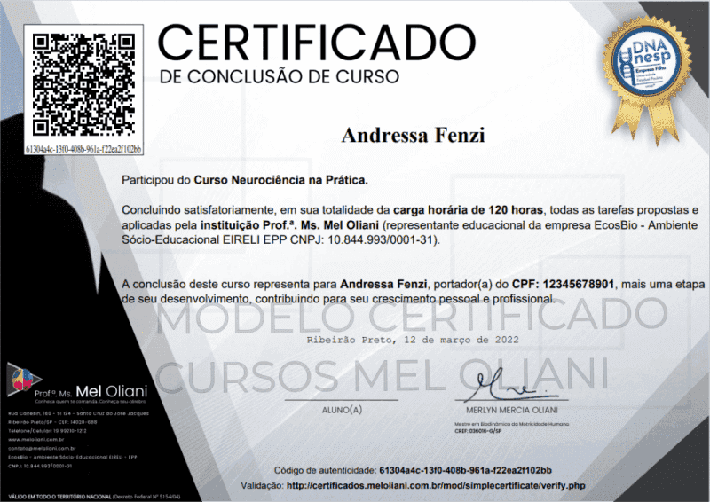 Modelo Certificado Mel Oliani